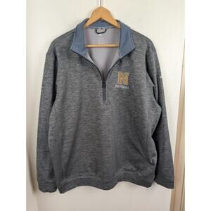 Adidas Mens XL Navy Midshipmen Team Issue Clima Warm Quarter Zip Grey Sweatshirt